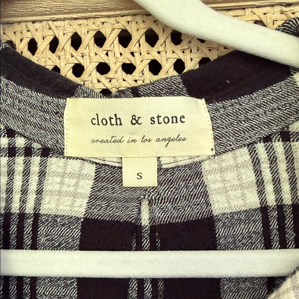 cloth & stone Black and White Plaid Shirt Jacket - Picture 2 of 2